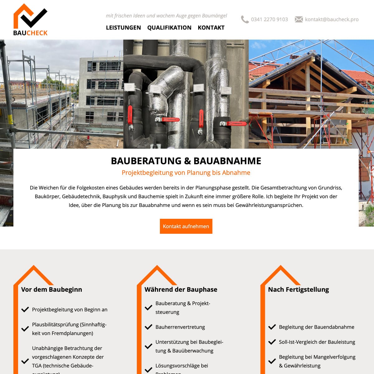 Homepage Referenz vom Webdesigner aus Leipzig: BauCheck